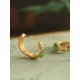 Hetian Jade (Nephrite) & Jasper Gourd Earrings — Sterling Silver with Gold-Inlaid Jade BG0019