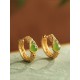 Hetian Jade (Nephrite) & Jasper Gourd Earrings — Sterling Silver with Gold-Inlaid Jade BG0019