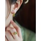 Hetian Jade (Nephrite) & Jasper Gourd Earrings — Sterling Silver with Gold-Inlaid Jade BG0019
