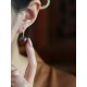 Women's Cinnabar and Sterling Silver Earrings — Traditional Chinese Style (Red) BG0017