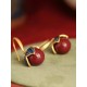 Women's Cinnabar and Sterling Silver Earrings — Traditional Chinese Style (Red) BG0017